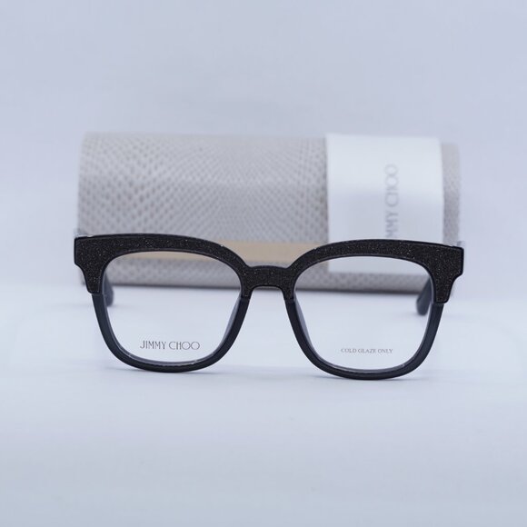 Jimmy Choo JC176 018R 00 Cat Eye Eyeglasses - Dark Gray Glittergy 49mm - Picture 2 of 8